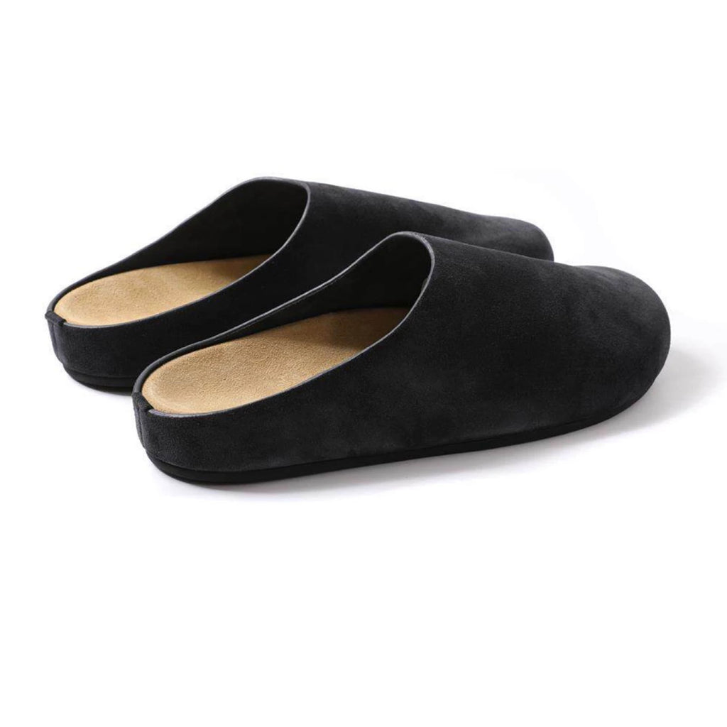 The Dual Stride Black Suede Slip-On Mules