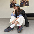 The Dual Stride Charcoal Gray Retro Sneakers
