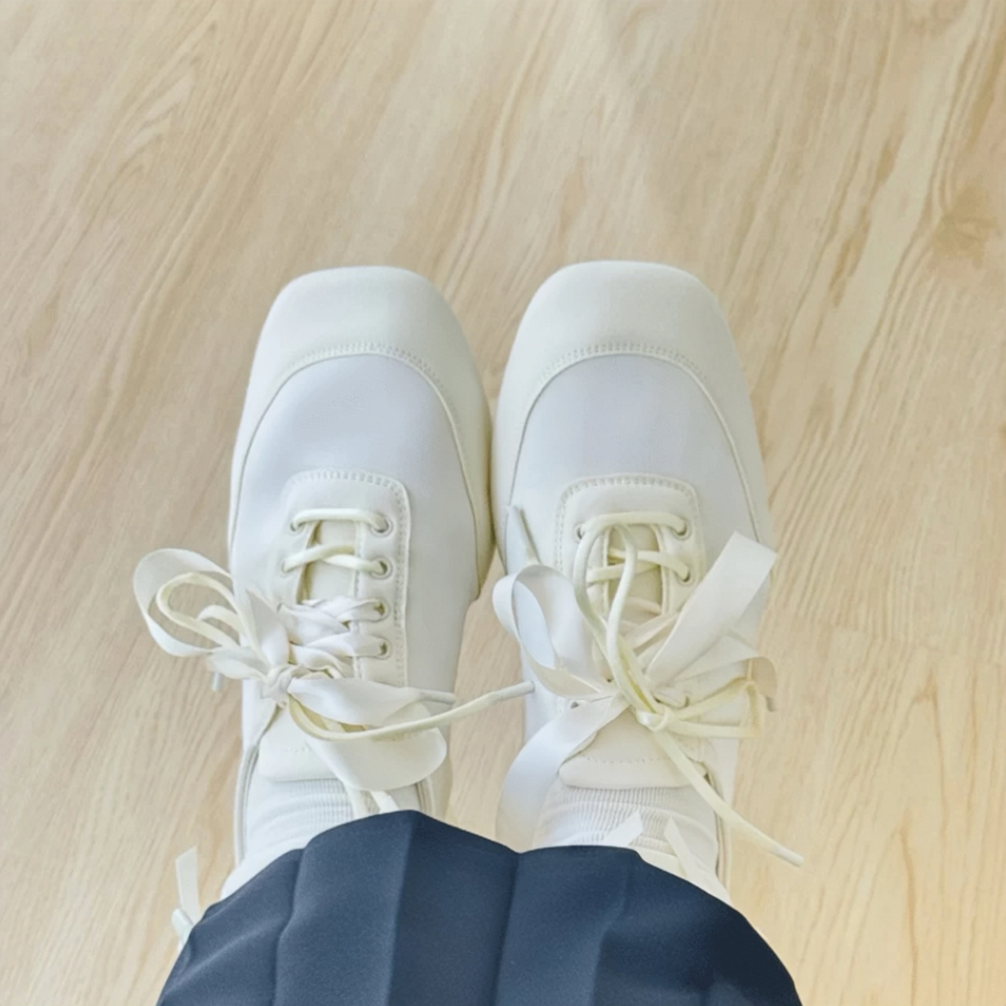 The Dual Stride Pink Satin Ribbon Ballet Sneakers