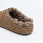 The Dual Stride Women's Brown Suede Fur Lined Mule Slippers