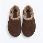 The Dual Stride Women's Dark Brown Suede Fur Lined Mule Slippers