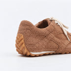 The Dual Stride Women's Brown Suede Retro Lace-Up Casual Sneakers