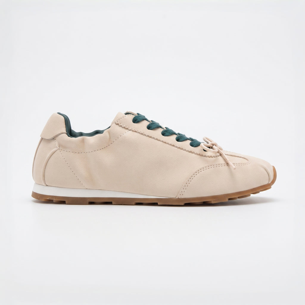 The Dual Stride Beige Retro Casual Sneakers
