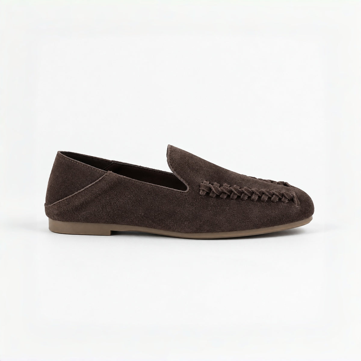 The Dual Stride Chocolate Brown Braided Suede Loafers