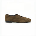 The Dual Stride Olive Brown Suede Cross-Strap Ballet Flats