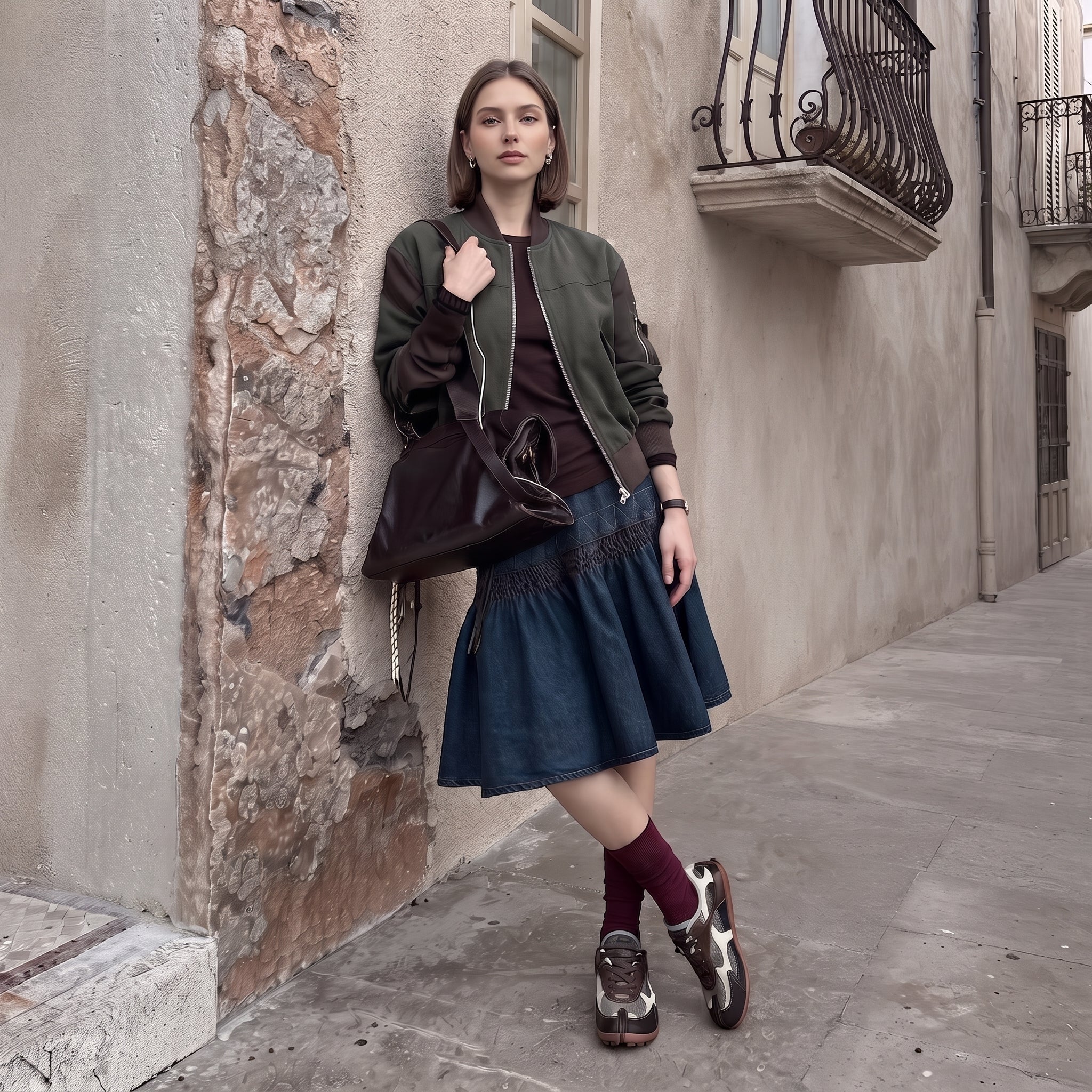The Dual Stride Grey‑Brown Split‑Toe Retro Sneakers