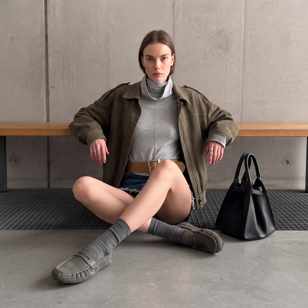 The Dual Stride Women's Dark Grey Penny Loafer Flats