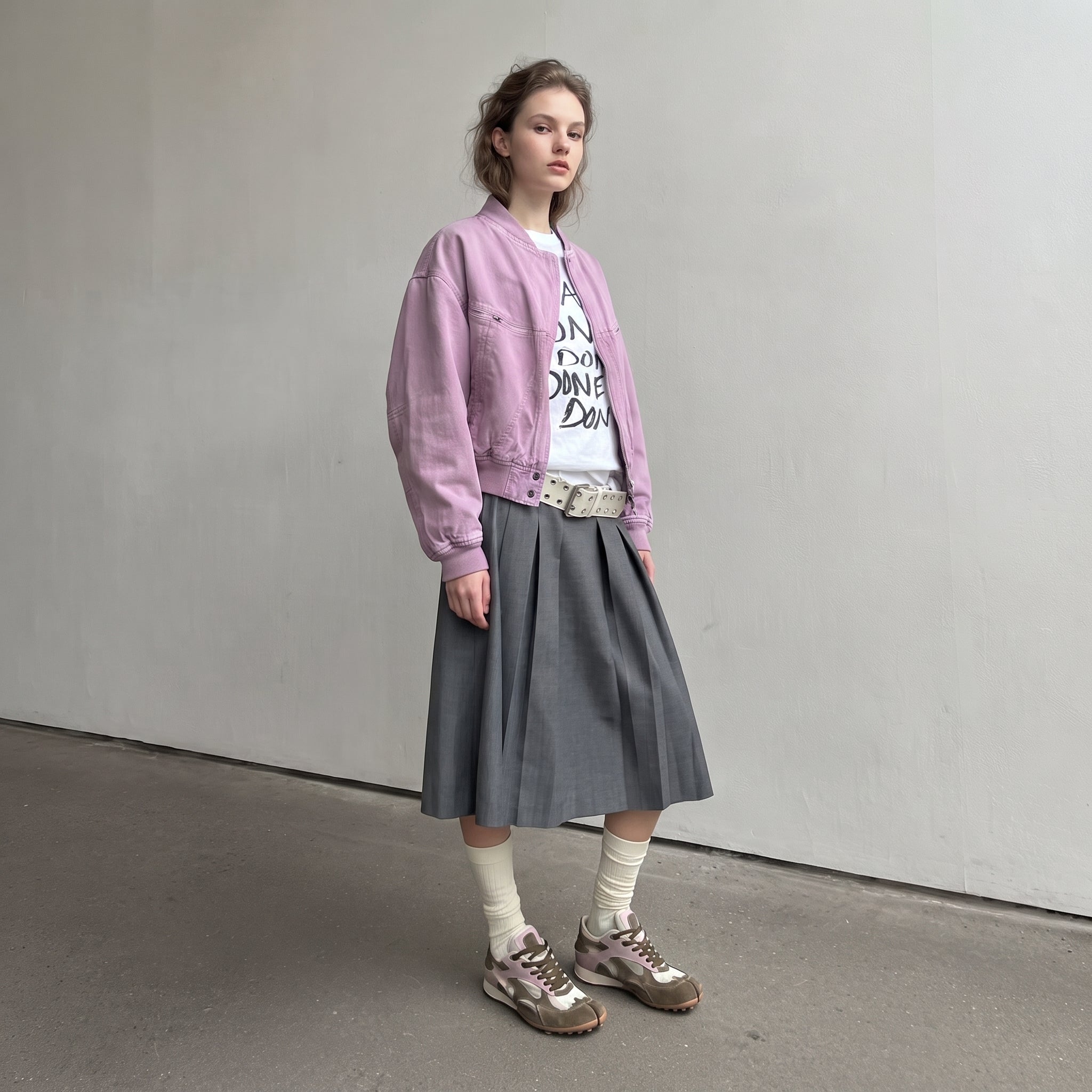 The Dual Stride Brown‑Lavender Split‑Toe Retro Sneakers