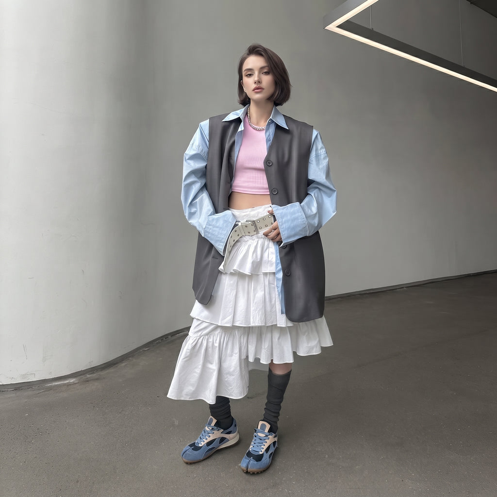 The Dual Stride Blue Split‑Toe Retro Sneakers