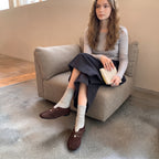 The Dual Stride Dark Brown Suede Cross‑Strap Ballet Flats