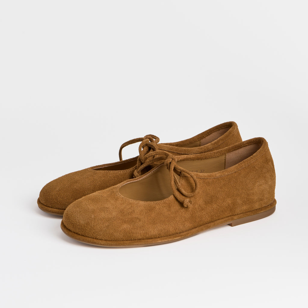 The Dual Stride Brown Suede  Mary Jane Flats
