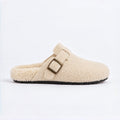 The Dual Stride Cozy Fleece Buckle Mules