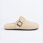 The Dual Stride Cozy Fleece Buckle Mules