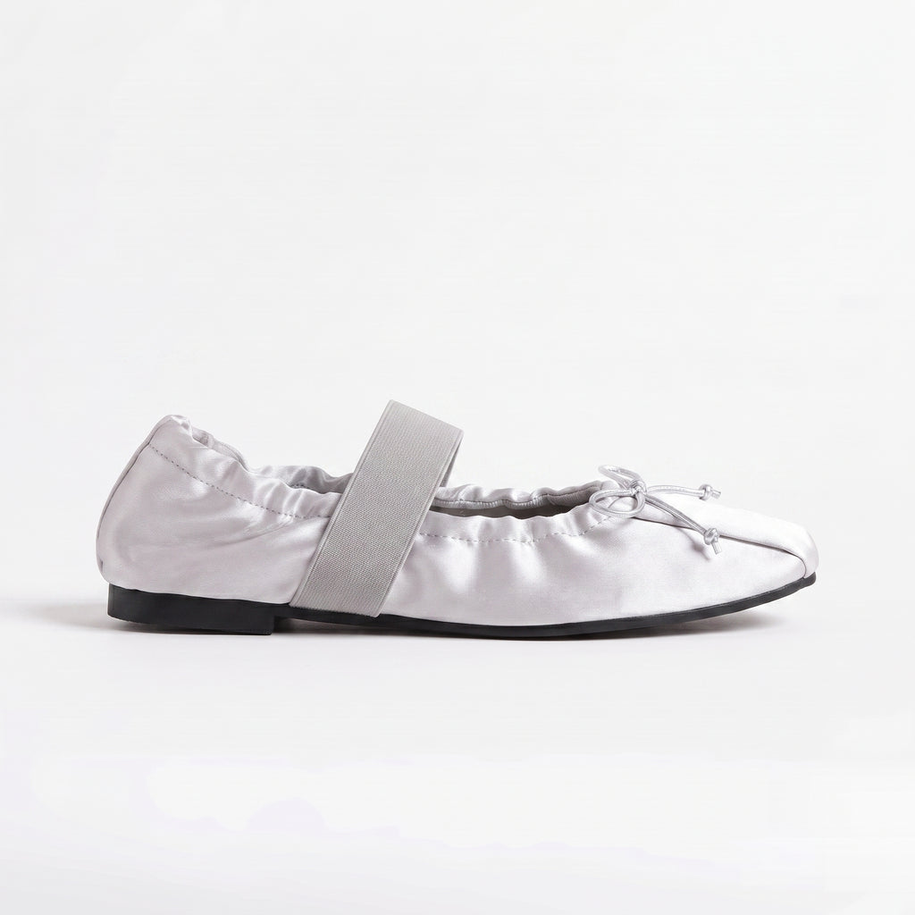The Dual Stride Satin Bow Strap Ballet Flats