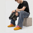 The Dual Stride Men's Yellow Suede Casual Sneakers