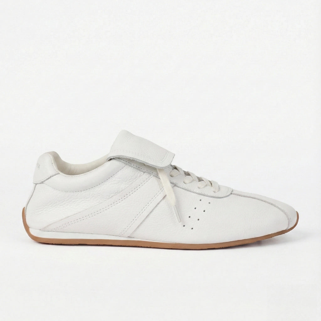 The Dual Stride Women's Retro Genuine White Leather Sneakers