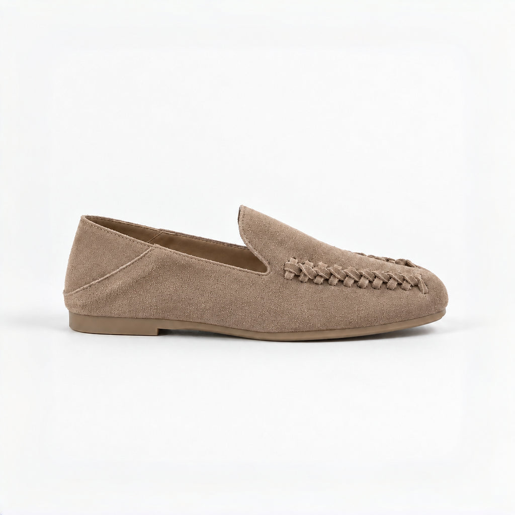 The Dual Stride Beige Braided Suede Loafers