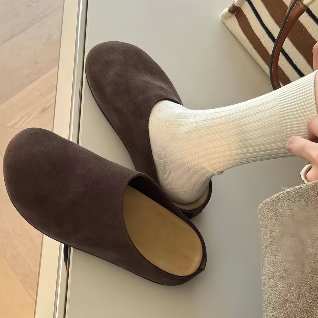The Dual Stride Dark Brown Suede Slip-On Mules