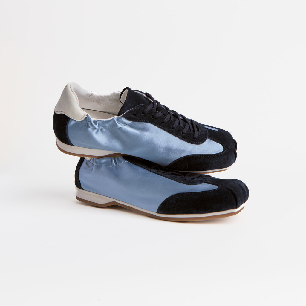 The Dual Stride Blue Satin Suede  Sneakers