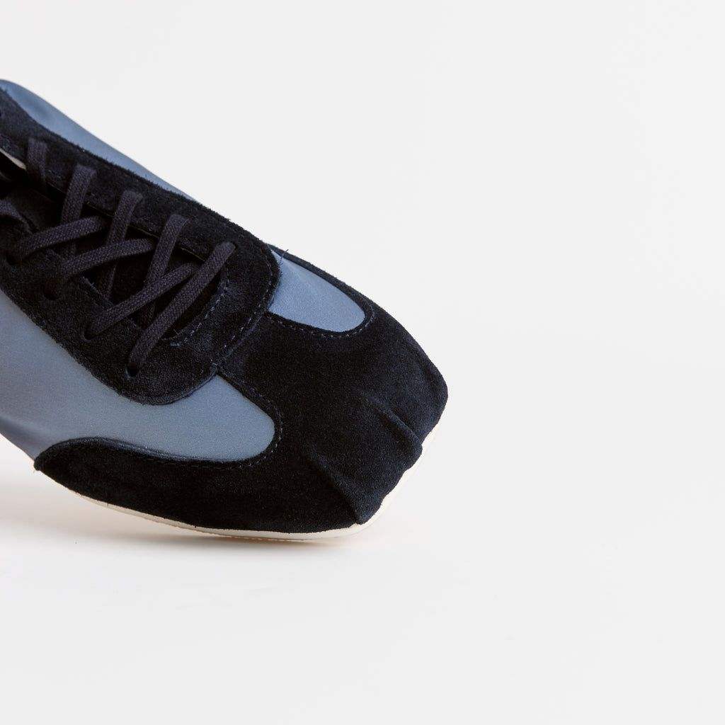 The Dual Stride Blue Satin Suede  Sneakers