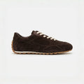 The Dual Stride Dark Brown Suede Retro Running Sneakers