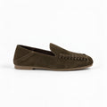 The Dual Stride Olive Brown Braided Suede Loafers