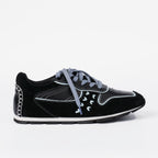 The Dual Stride Women‘s Retro Black Suede Sneakers