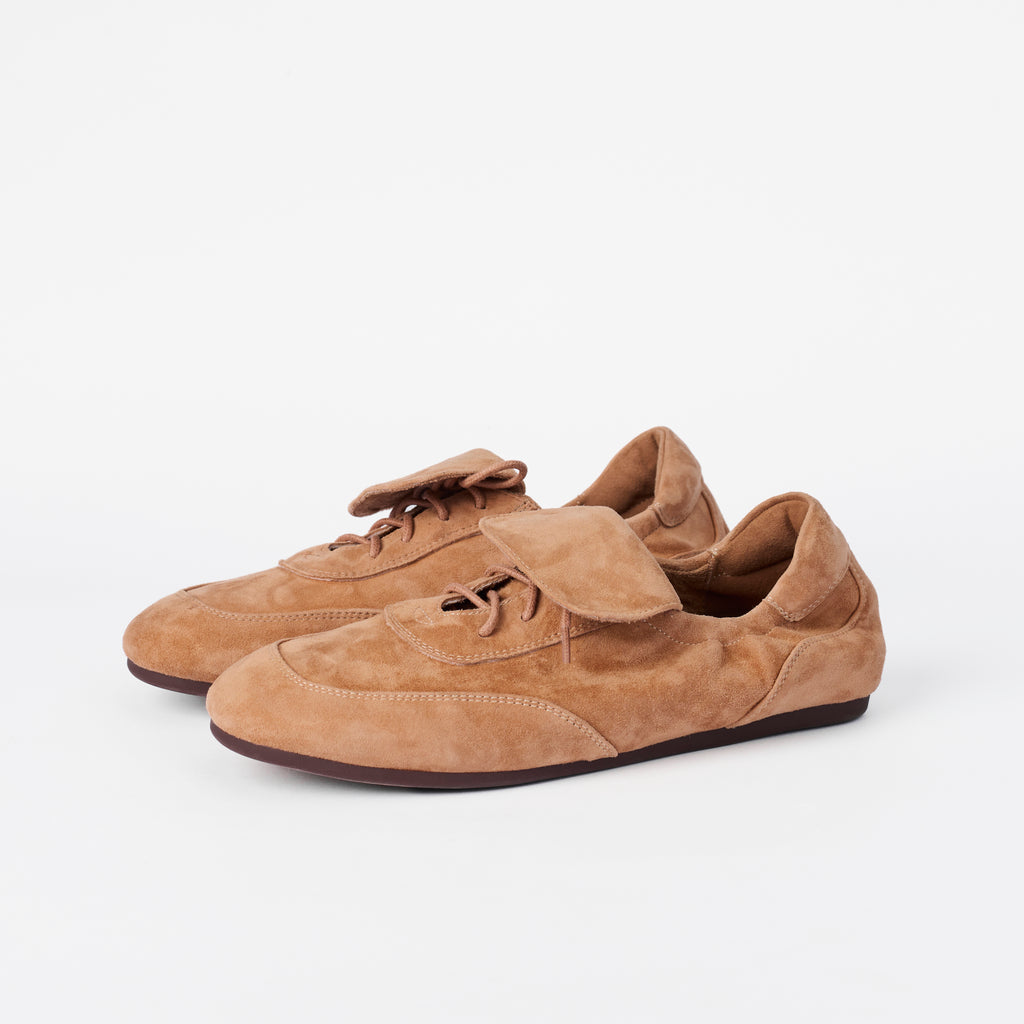 The Dual Stride Women's  Brown Suede Slip-On Trainers