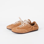 The Dual Stride Women‘s Brown Minimalist Suede Trainers