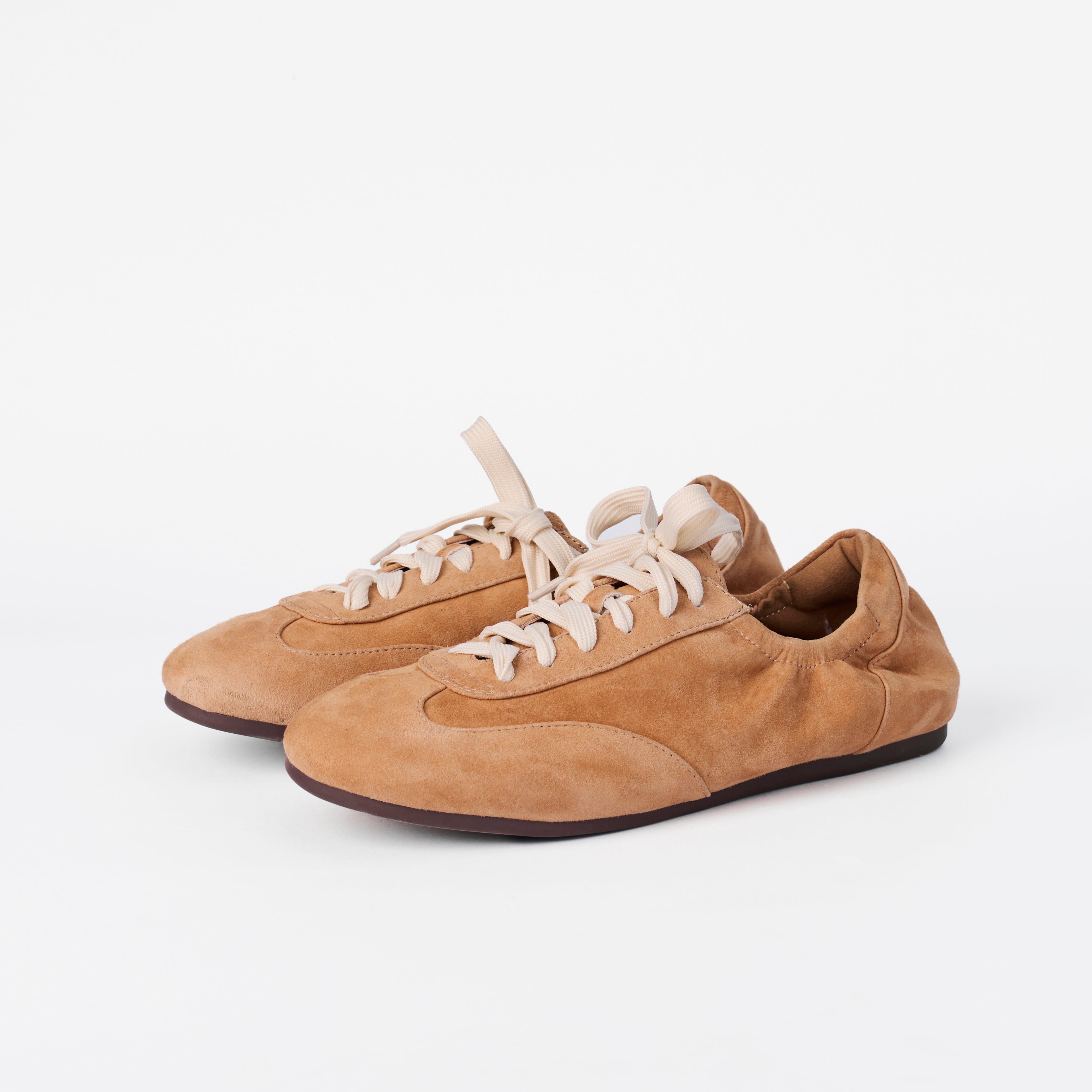The Dual Stride Women‘s Brown Minimalist Suede Trainers