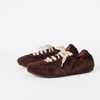 The Dual Stride Women's Chocolate Brown Minimalist Suede Trainers