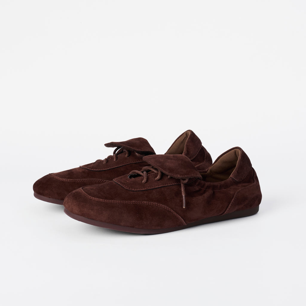 The Dual Stride Women's  Chocolate Brown Suede Slip-On Trainers