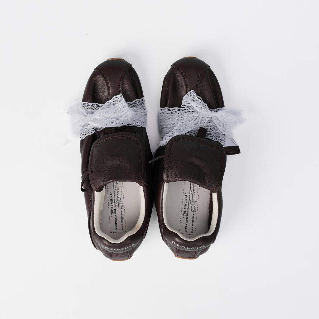 The Dual Stride Women‘s Brown Retro Genuine Leather Sneakers