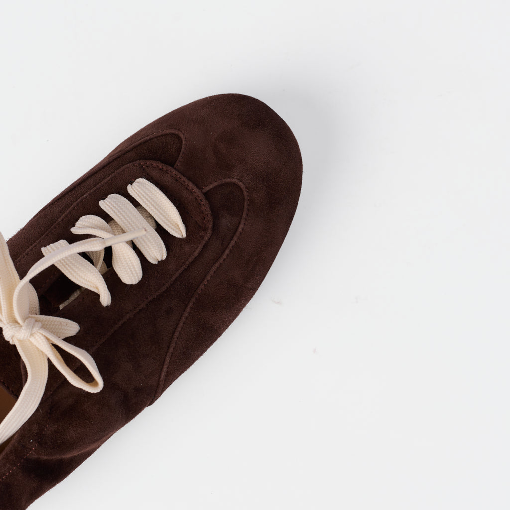 The Dual Stride Women's Chocolate Brown Minimalist Suede Trainers
