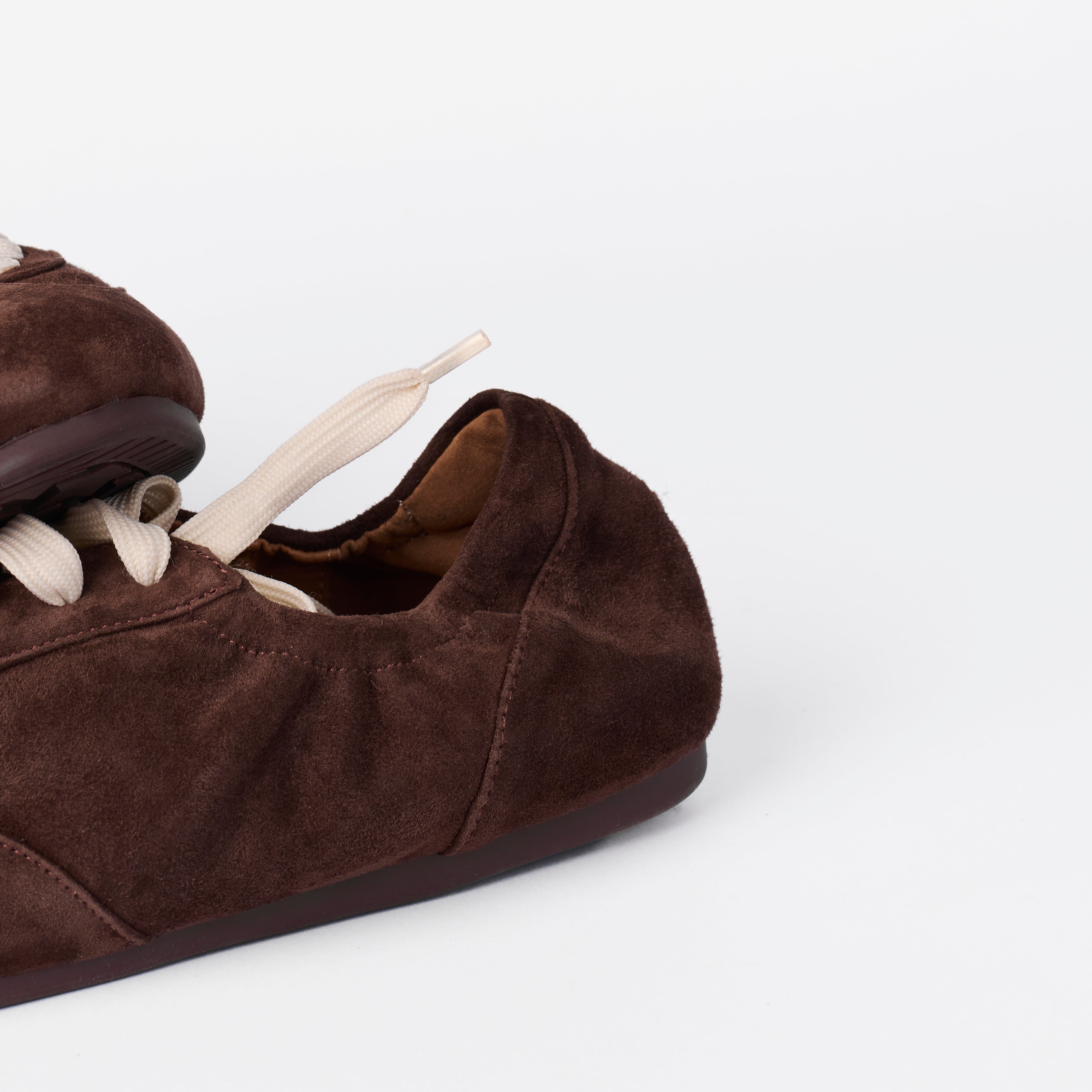 The Dual Stride Women's Chocolate Brown Minimalist Suede Trainers
