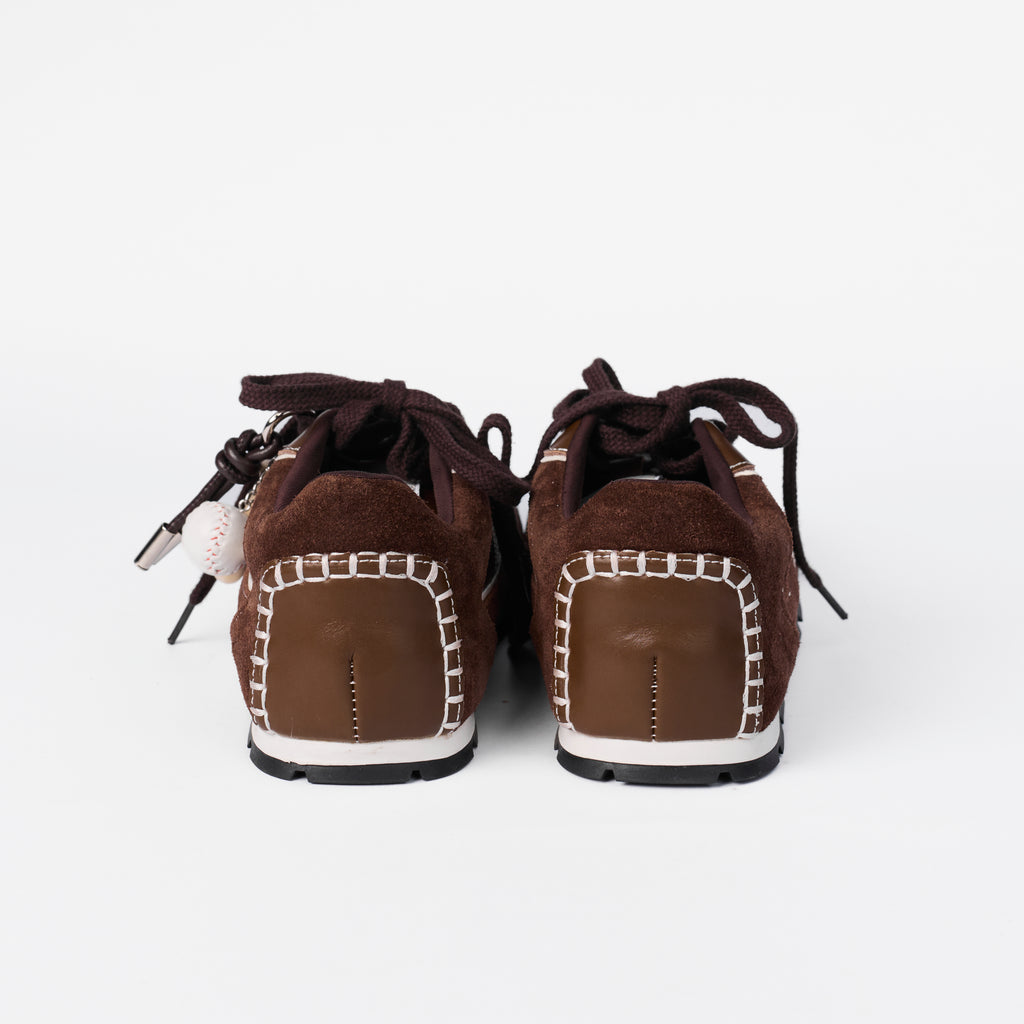 The Dual Stride Women‘s Retro Brown Suede Sneakers