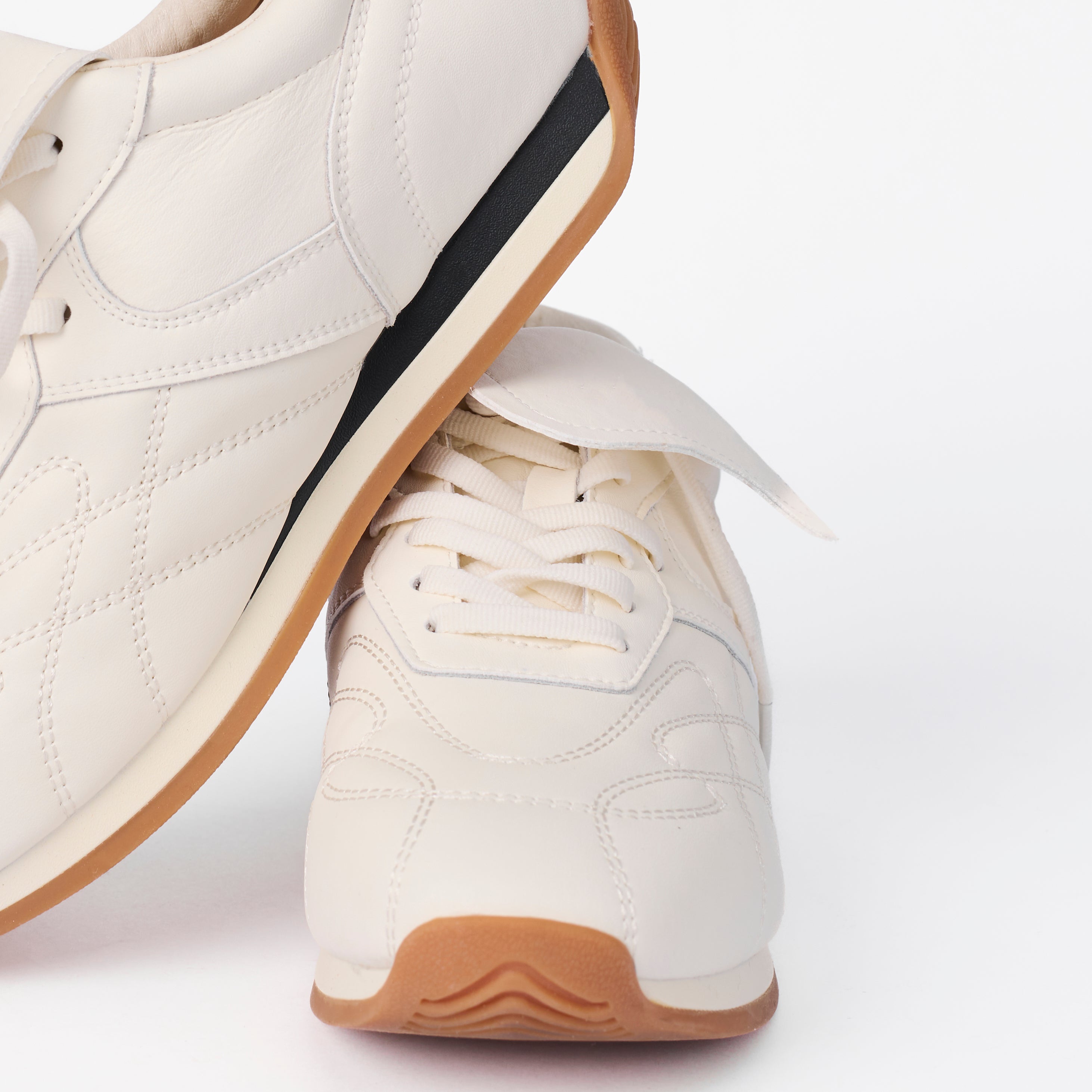 The Dual Stride Women's Handmade Genuine leather Sneakers