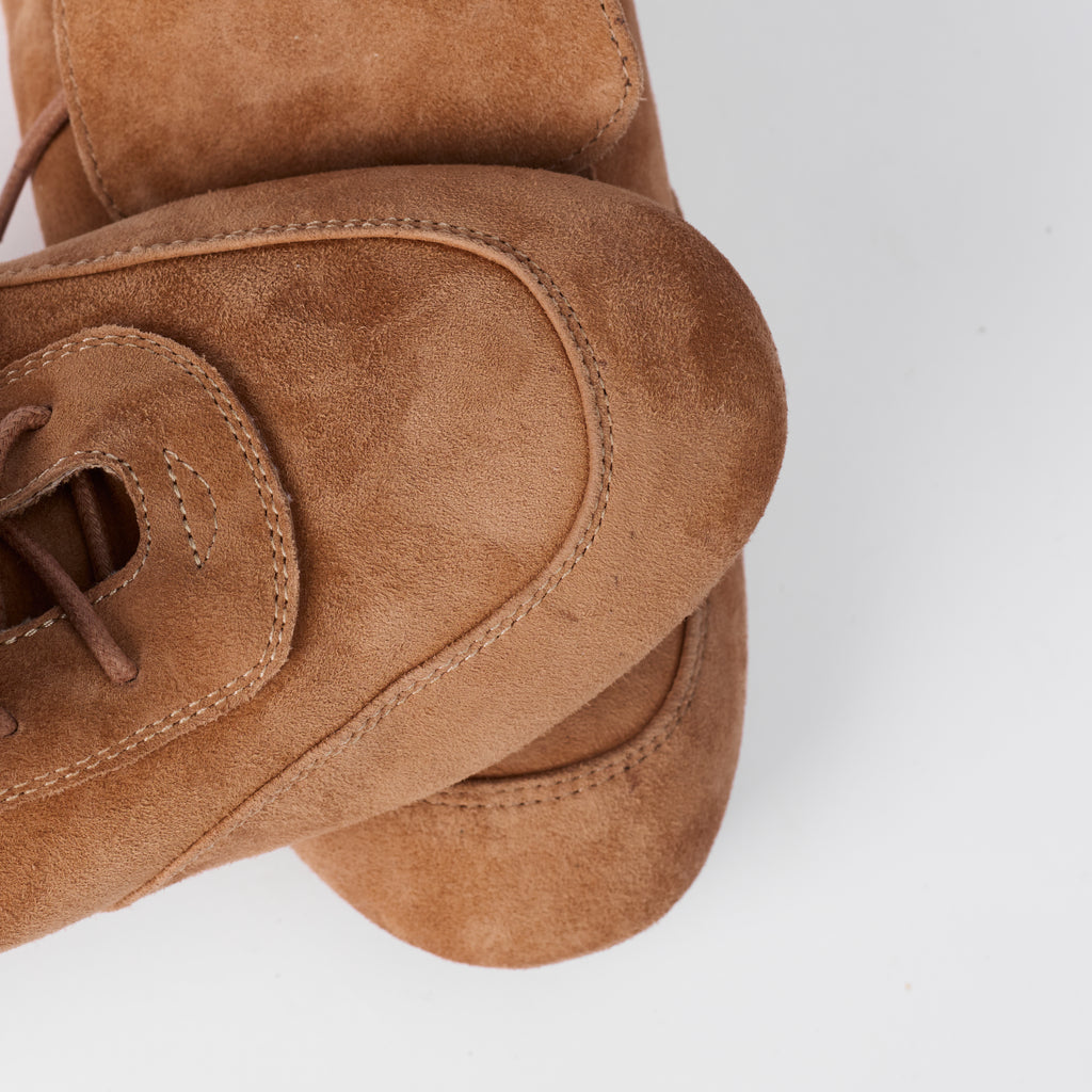 The Dual Stride Women's  Brown Suede Slip-On Trainers
