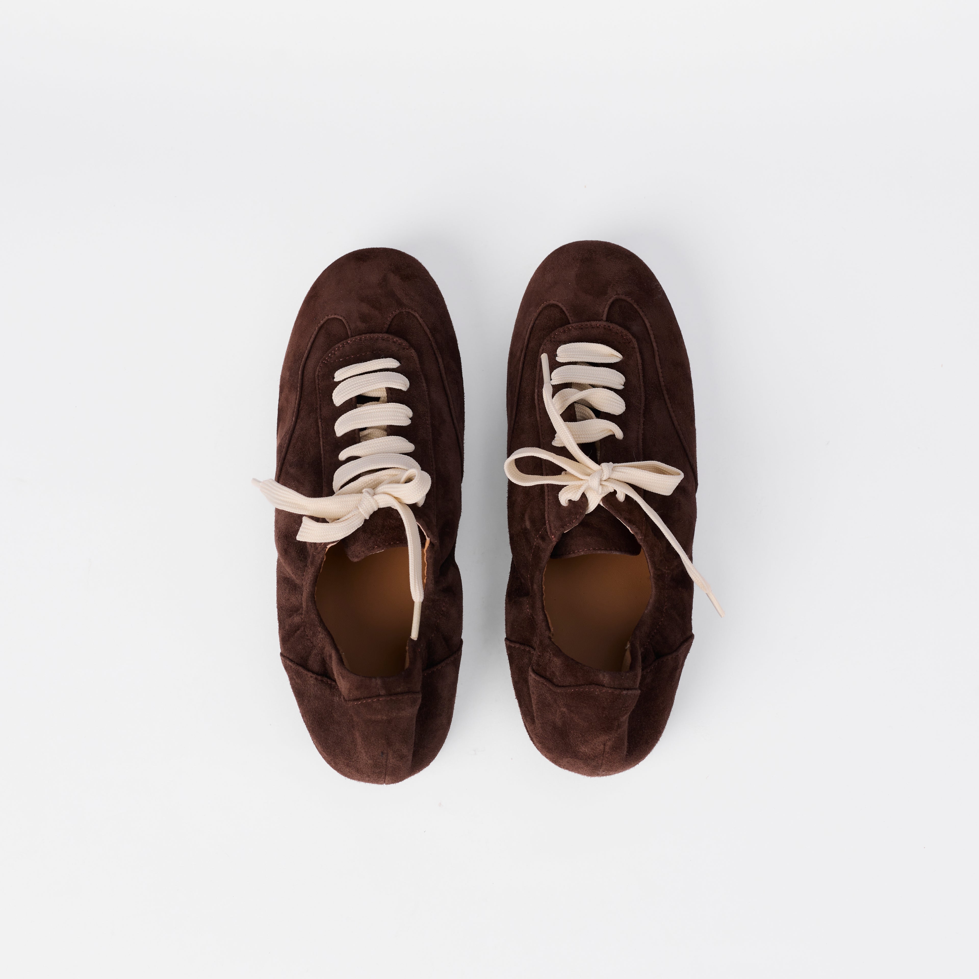 The Dual Stride Women's Chocolate Brown Minimalist Suede Trainers