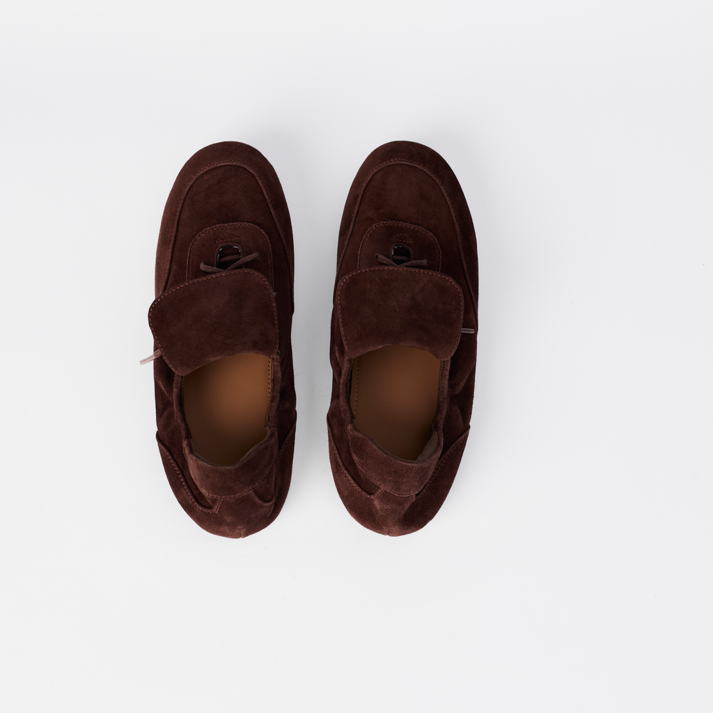 The Dual Stride Women's  Chocolate Brown Suede Slip-On Trainers
