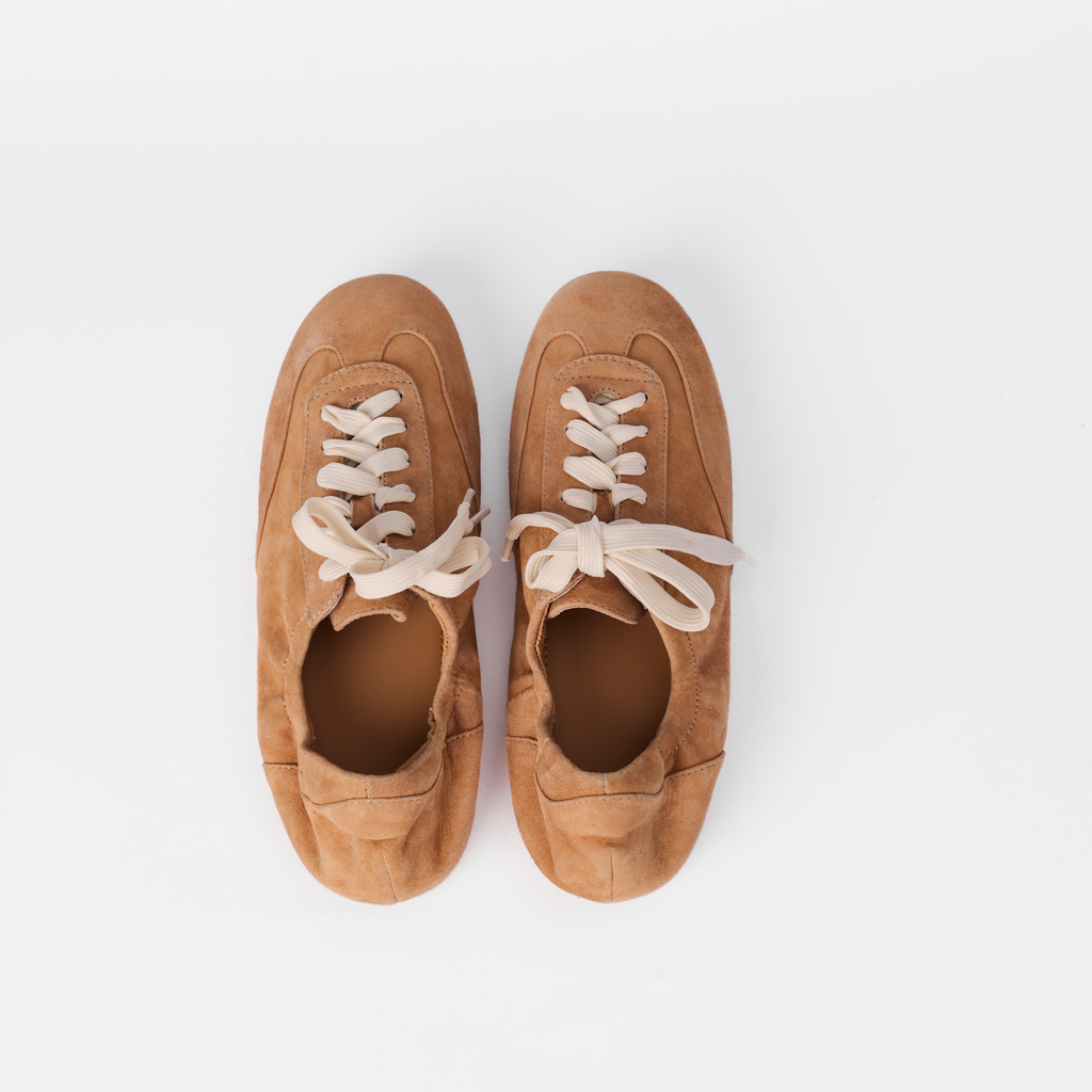 The Dual Stride Women‘s Brown Minimalist Suede Trainers