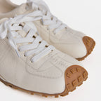 The Dual Stride Men's Classic White Leather Square-Toe Sneakers