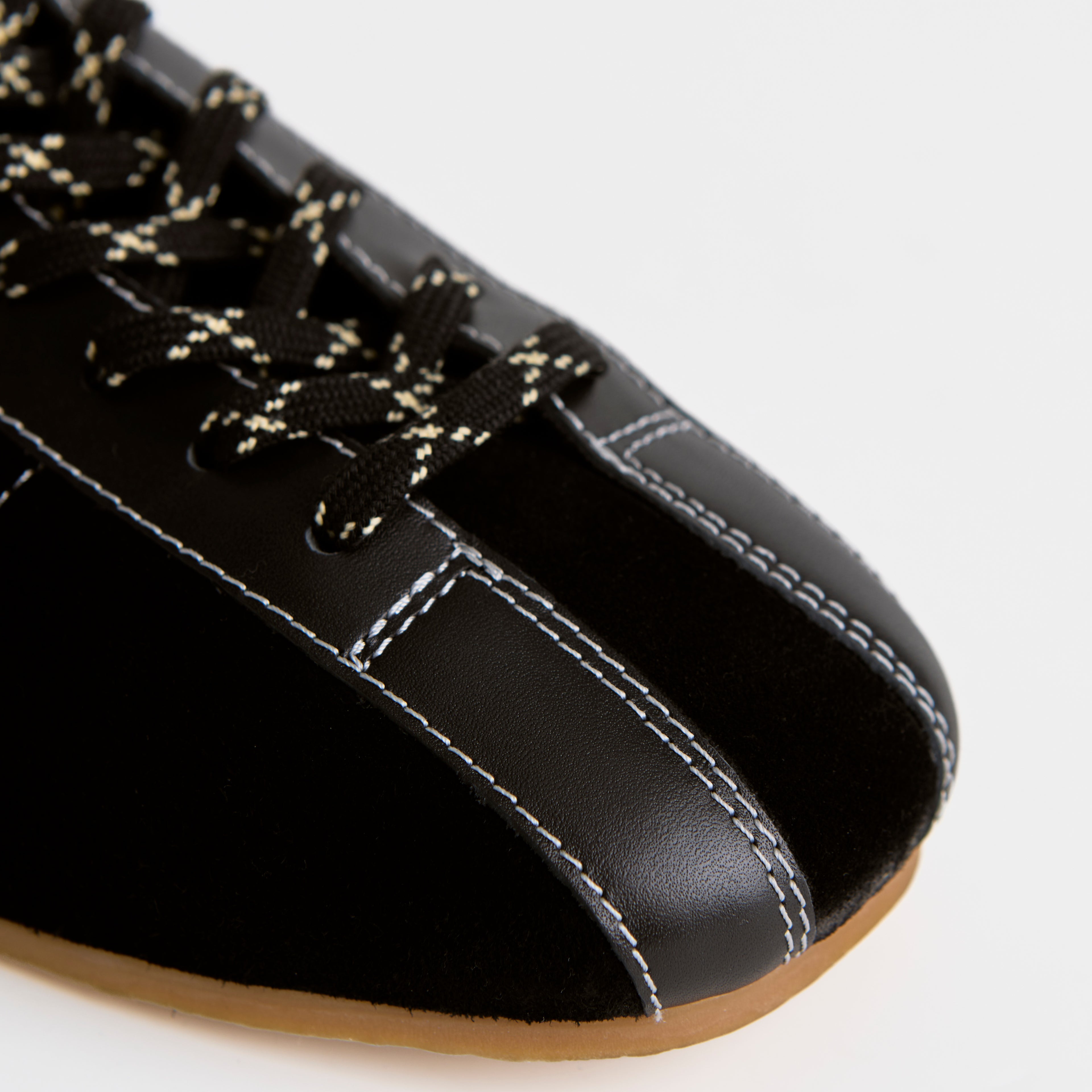 The Dual Stride Men's Black Artisanal Retro Track Suede Sneaker