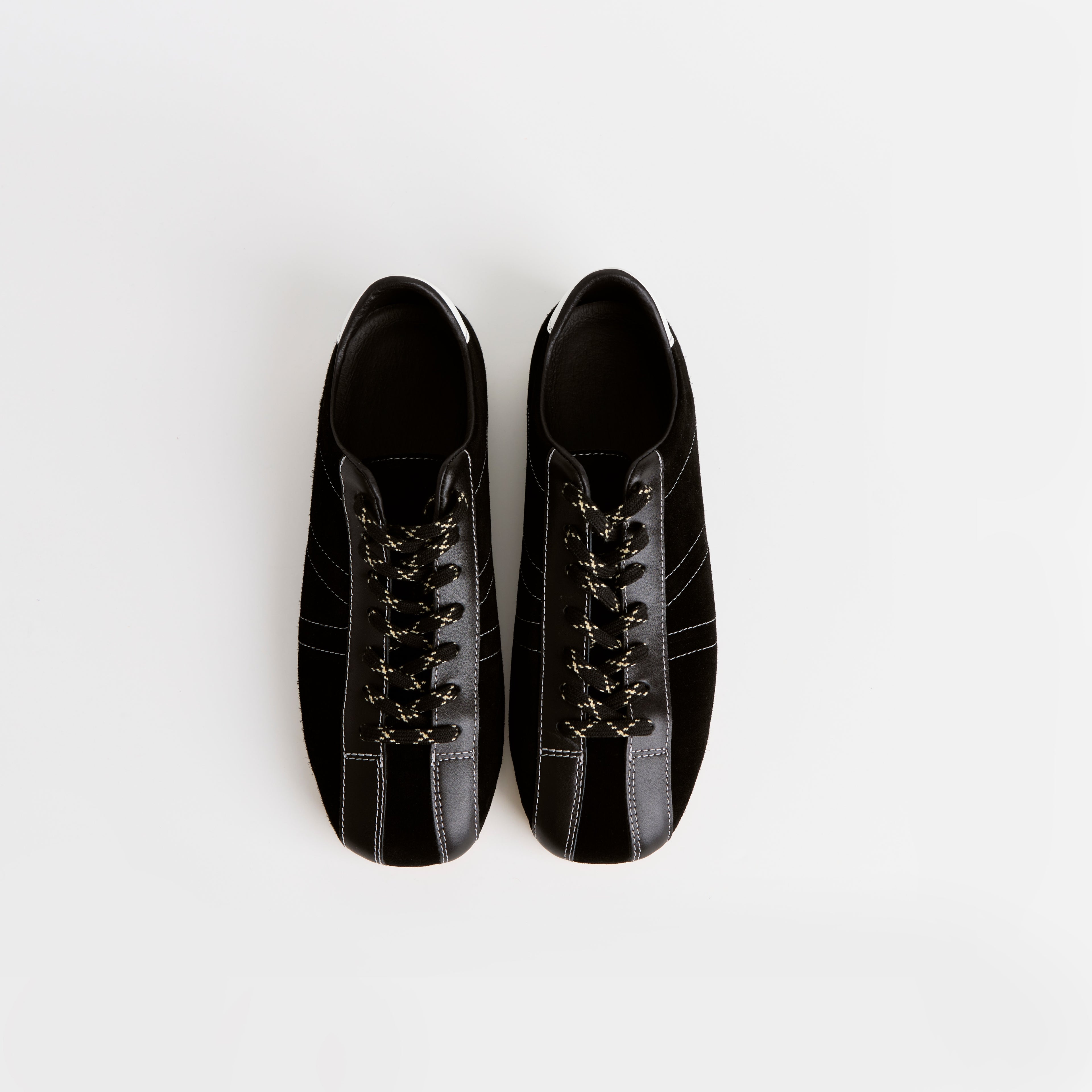 The Dual Stride Men's Black Artisanal Retro Track Suede Sneaker