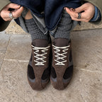 The Dual Stride Vintage Dark Brown Suede Nylon Retro Sneakers