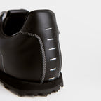 The Dual Stride Classic Black Leather Square-Toe Sneakers