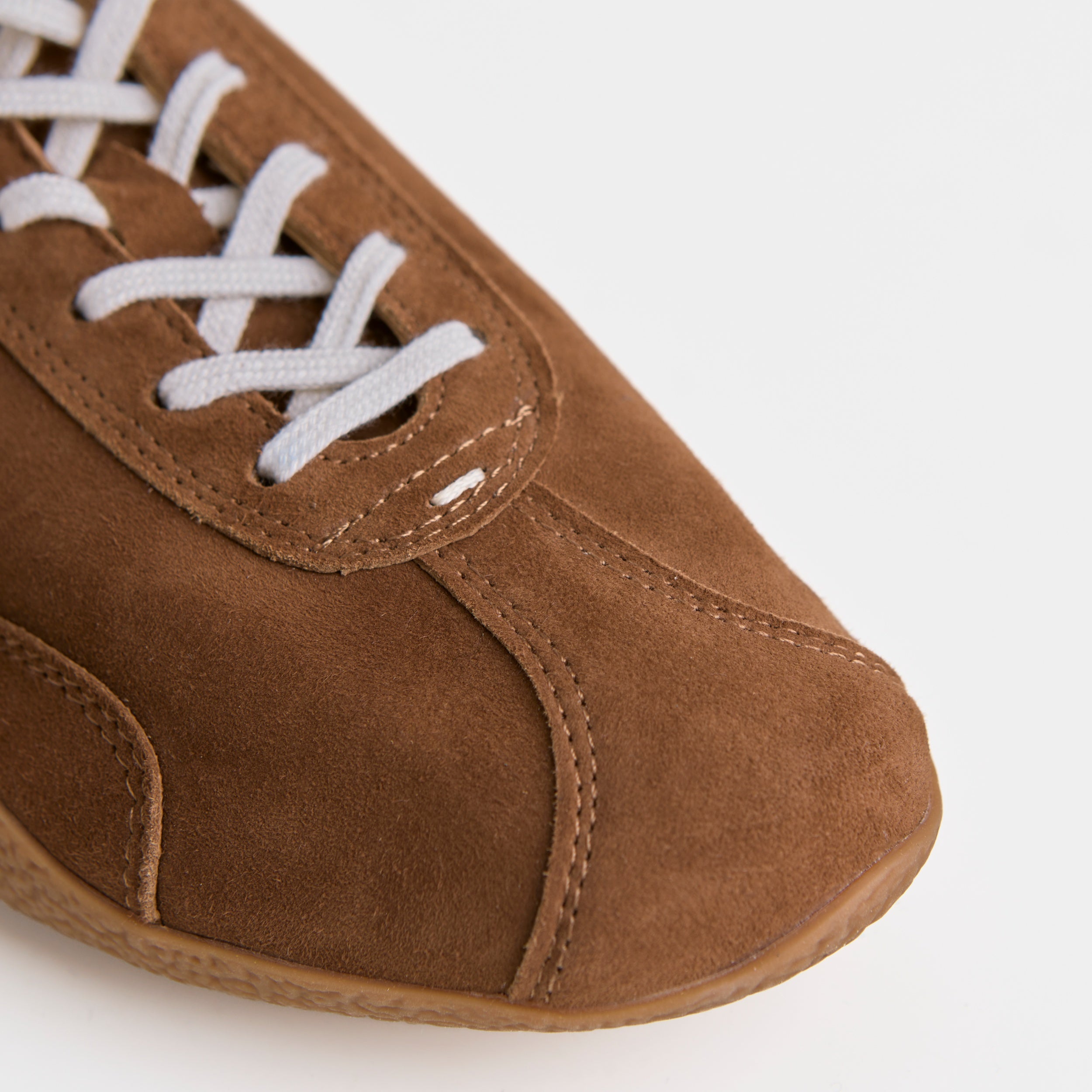 The Dual Stride Brown Sheepskin Suede Retro Trainers
