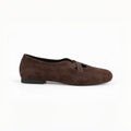 The Dual Stride Dark Brown Suede Cross‑Strap Ballet Flats