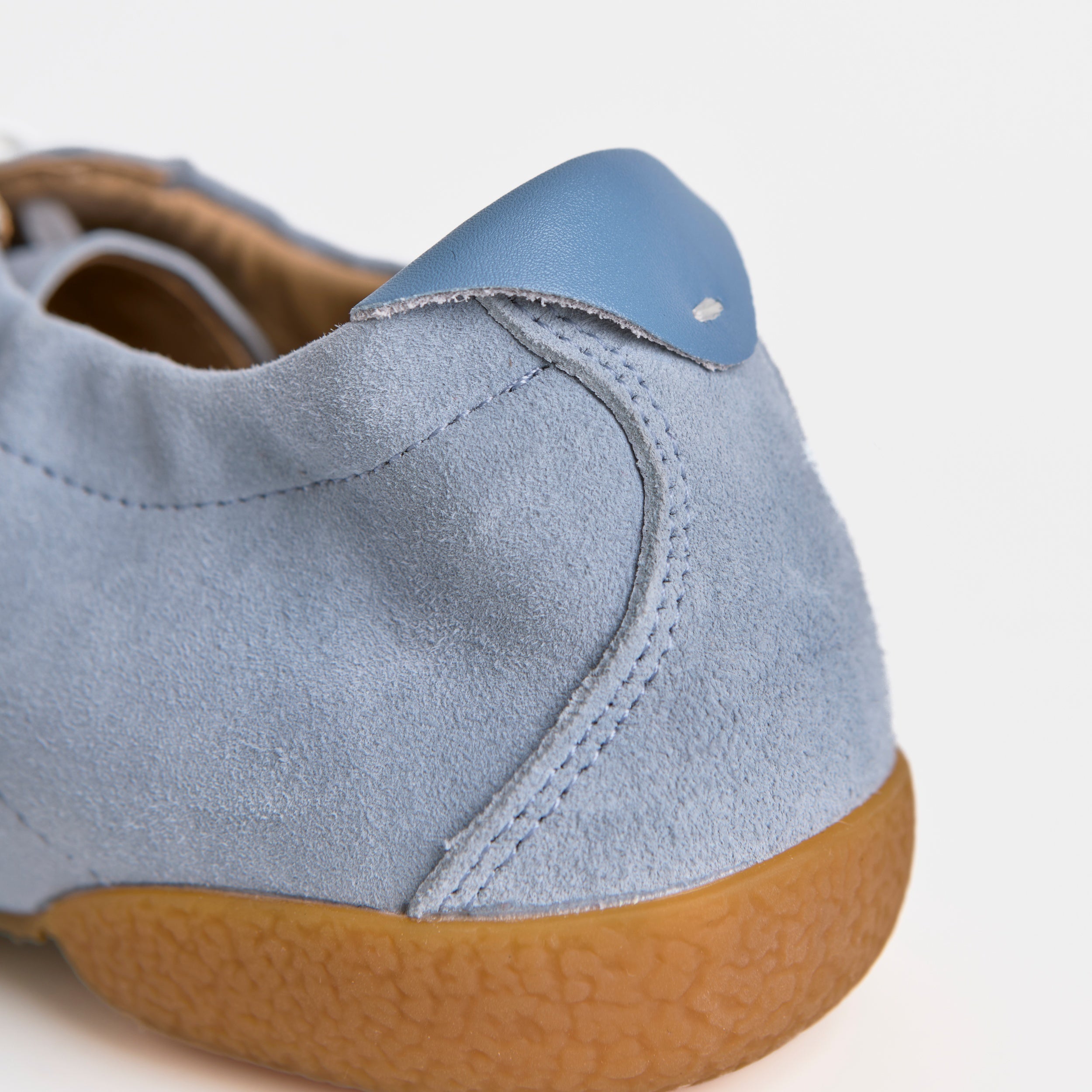 The Dual Stride Light Blue Sheepskin Suede Retro Trainers