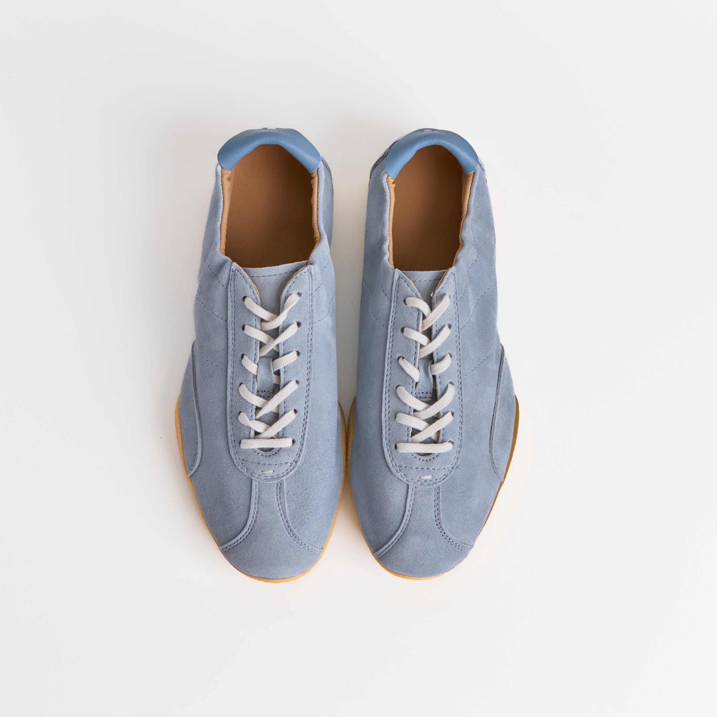 The Dual Stride Light Blue Sheepskin Suede Retro Trainers